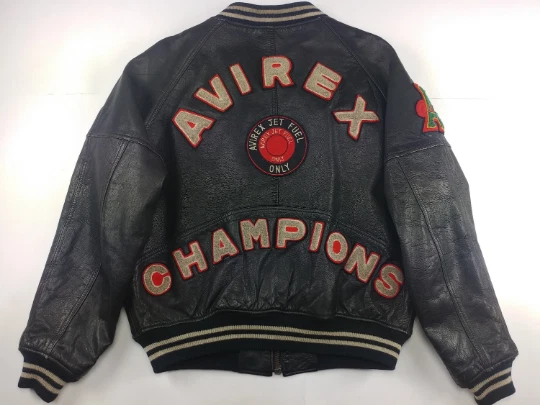 AVIREX leather jacket Champions vintage varsity coat 90s hip hop 1990s L Large eBay