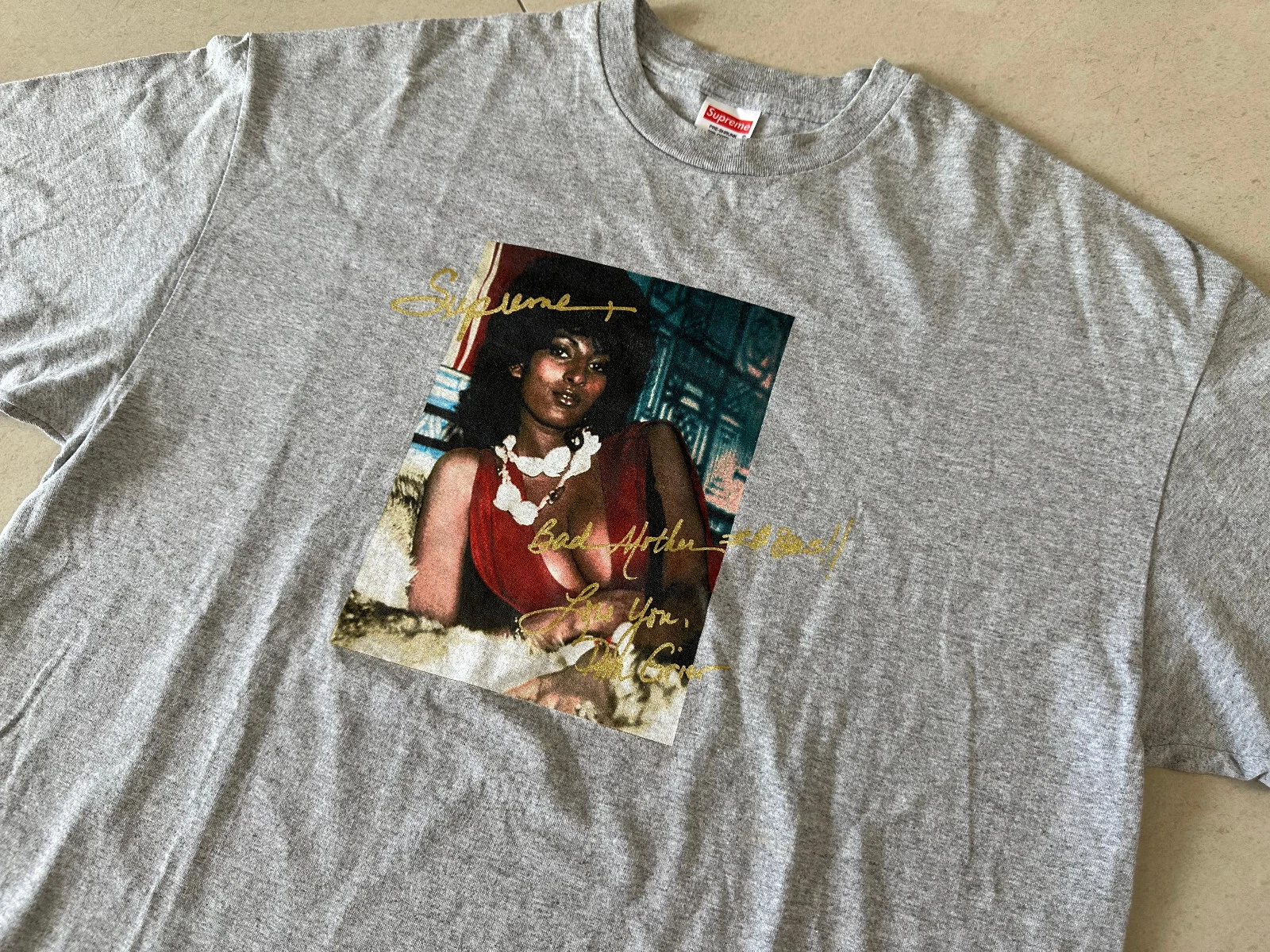 Tee shirt gris Supreme SS12 Pam Grier taille XL