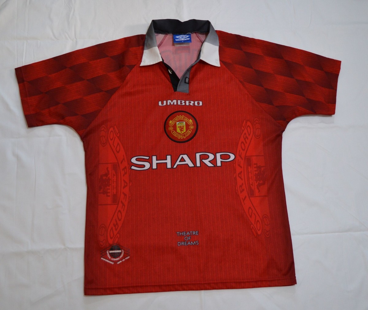 VINTAGE MANCHESTER UNITED #7 CANTONA MENS UMBRO SHARP HOME SHIRT