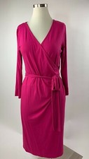 Talbots Pink Faux Wrap Stretch Tie Waist Dress Small S Excellent
