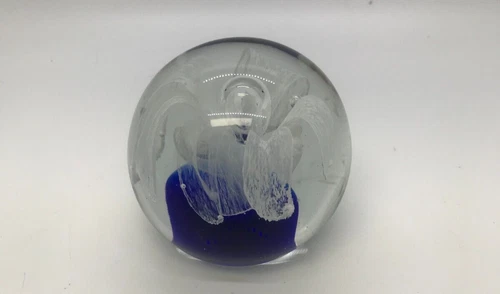 Vintage Murano Hand Blown Glass Paperweight with Controlled Bubble
