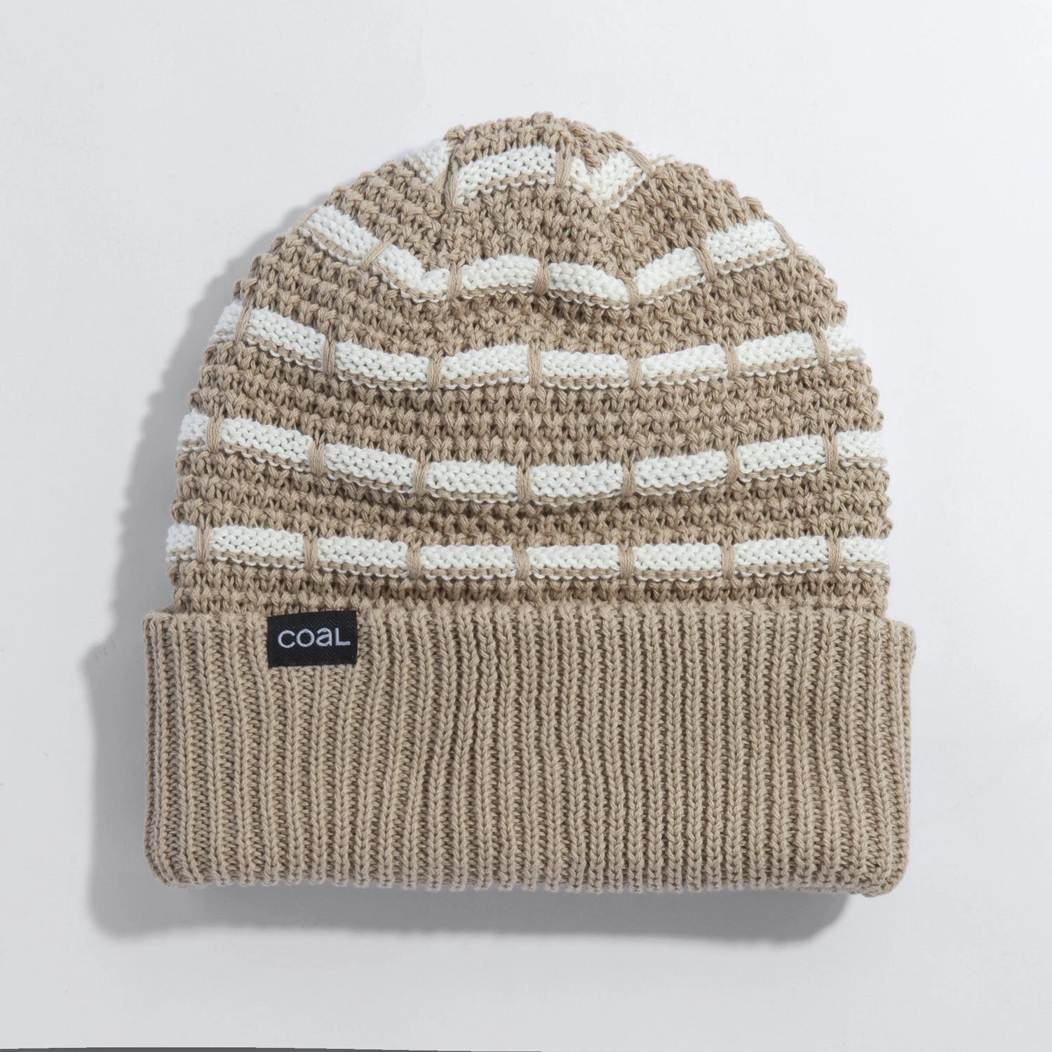 Coal The Fir Mid Length Organic Cotton Beanie Unisex OSFM Khaki Off White New