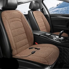 12V Heated Car Seat Cover Cushion Front 2 Seats Warmer Pad Heating Mat Lamb Wool