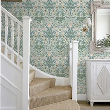 2 Rolls Jiffdiff Wallpaper Blue Garnet Flower Wallpaper Peelable Sticker 17X400"