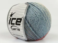 4-Skein Lot Summer Color Yarn Cotton Viscose Fine 4x100g/350g Blue Grey Orange