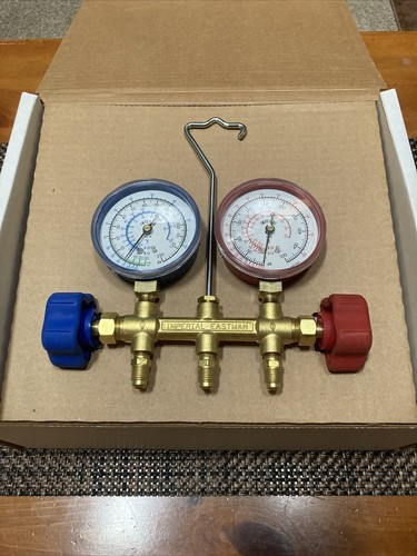 🇺🇸Imperial Deluxe 2-Valve Brass Manifold w/ 3-60” Hoses R-12, R-22, R502 - Picture 3 of 8
