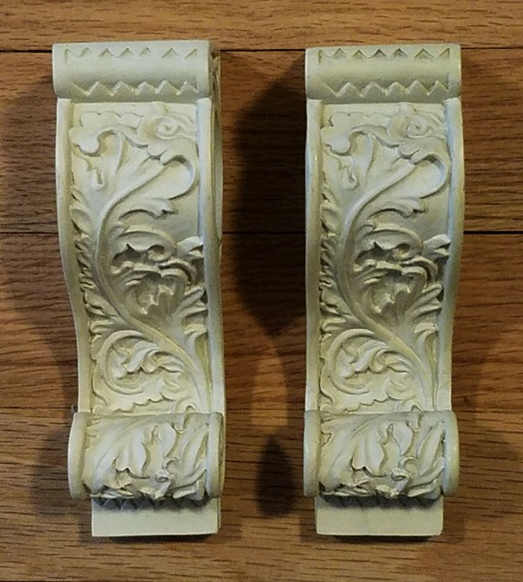 One Pair Of Small Ornate Curtain Rod Corbels Sconce Swag Holder