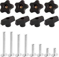POWERTEC 71121 T Track Knob Kit w/ Threaded Knobs and 5/16”-18 T Slot Bolts, 16-