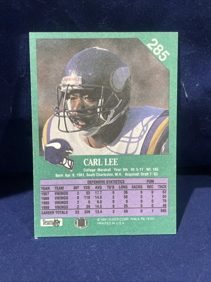 Carl Lee  -Marshall- Minnesota Vikings Autographed Card - Image 2 of 2