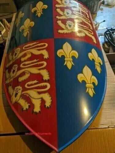 Escudo Medieval Calefacción Templario Hecho a Mano Escudo León Templario Diseño Colorido ME - Imagen 2 de 7