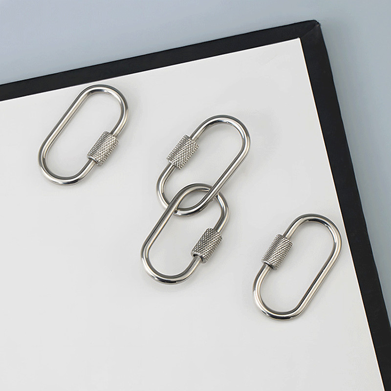 2pcs Mini Climbing Stainless Steel Screw Carabiner Lock Clasp Keychain Clip Hook