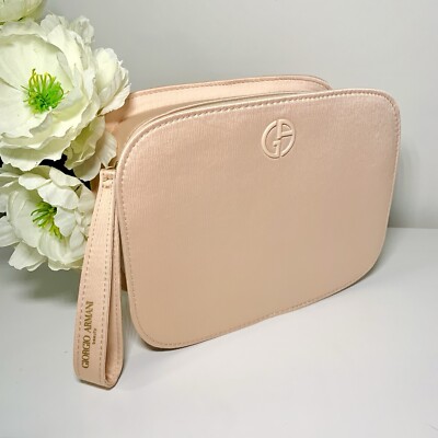 Giorgio Armani Beauty Pouch Blush Pink Bag Cosmetic Toiletry Case