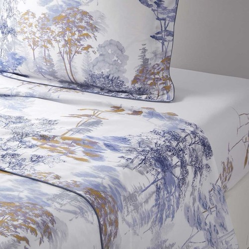 NWT Yves Delorme Queen Flat Sheet Boreale Nature Multicolor France - Picture 2 of 3