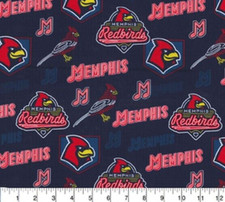 1 Yard Cotton Fabric Traditions MILB MEMPHIS RED BIRDS Baseball Fabric Minors