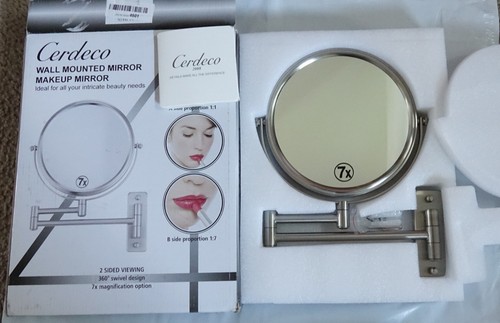 Cerdeco 8 Inch 7X Double Sided Wall Mount 360° Swivel Extendable Mirror, #J841N