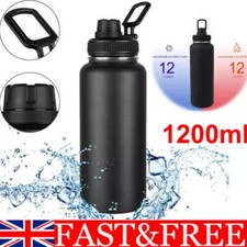 Stainless Steel Water Bottle Vacuum Insulated Metal Sport Gym Drinks Flask UK