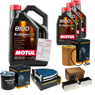 DENCKERMANN Inspektionspaket 8L MOTUL 8100 X-CLEAN 0W-30 für Mercedes-Benz
