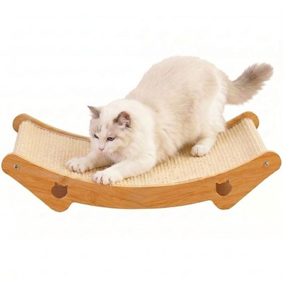 Sisal Cat Scratcher Bed, 3-in-1 Natural Sisal Scratching Board & Hammock, Sol...