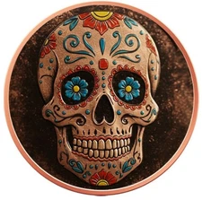 2025 1 oz Mexican Sugar Skull Colorized .999 Copper Art Round