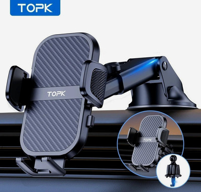 TOPK Universal Car Phone Holder 360°Rotation Cell Phone Car Mount Stand for Air
