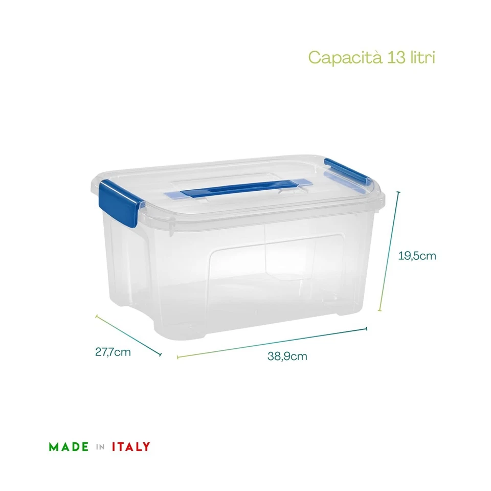 [1, 3 o 6] Contenitore Plastica 39x27,7x19,5 Box Salvaspazio con Coperchio 7434 - Immagine 2 di 4