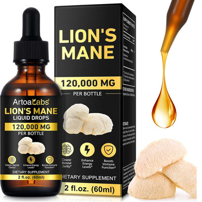 Lions Mane Mushroom Supplement Drops - Organic Lion's Mane Mushroom Liquid oz 2