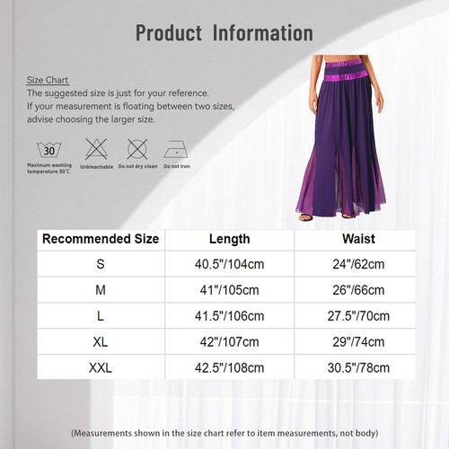 Women Skirt Patchwork Dress Praise Dancewear Long Costume Rave Fashion Dance - Picture 56 of 71