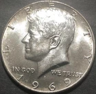 1969-D KENNEDY HALF DOLLAR 40% SILVER COIN UNCIRCULATED