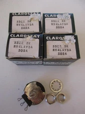 4 Lot 53C2-5K 5000 Ohm CLAROSTAT Linear Potentiometer 2 W 5/8" Slotted Shaft NOS