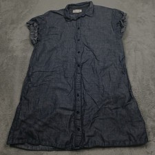 Madewell Shirt Dress Womens Small Gray Button Up Collared Short Sleeve