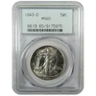 1943 D Liberty Walking Silver 50cMS 65 PCGS Uncirculated SKU:CP1413