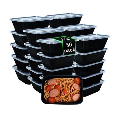 LSGENGXCY 50 Packs 24 oz Disposable 50 piece single grid square box, black