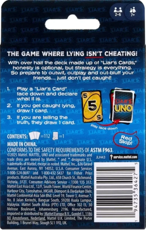 Liar's UNO - Card Game New - Image 3 of 4