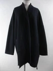 Women's sz L Eileen Fisher Wool Kimono Coat Oversized Black Sweater Shawl Collar