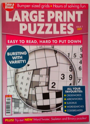 Take a Break Large Print Puzzles #7 July 2026 Crosswords Wordsearch Sudoku