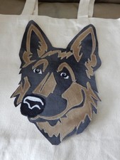 Adorable Artisan Crafted Appliqu  Dog Tote Bag   Customizable Canvas Bag Color