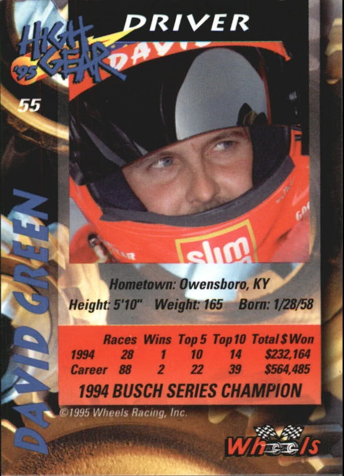1995 Wheels High Gear Day One Gold #55 David Green - RAC - Image 2 of 2