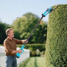 Long Reach Cordless Hedge Trimmer Pole Cordless Extendable Tree Trimme w/2Batter