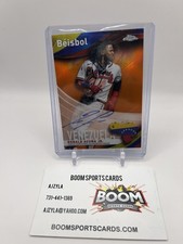 2021 Ronald Acuna Jr Auto /25 Topps Chrome Beisbol Orange Refractor On Card