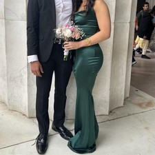 Green Satin Maxi Formal Dress