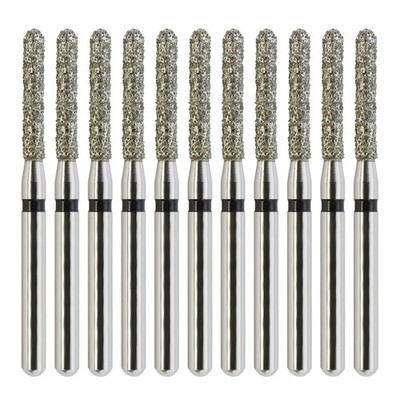 10pc Dental Diamond Burs 881/014SC Cylinder FG High Speed Bur Super Coarse Grit