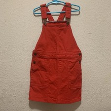 Tommy Hilfiger Red Denim Overall Skirt Dress Girls Size 7 Cotton Blend