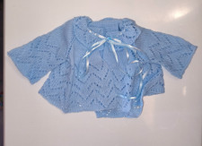 Handmade Crochet Knit Baby Sweater Blue 3-6 Months