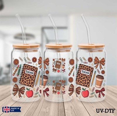 Buch und Bleistift UV DTF Aufkleber - 16 Unzen Libbey Dose Glasfolie zs139
