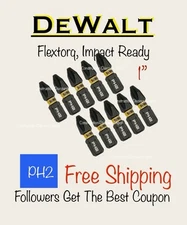 Phillips PH2 1in. DEWALT Flextorq 10 Piece Bit Set IMPACT READY Phillips #2