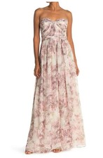 BHLDN Jenny Yoo Nyla Watercolor Floral Strapless Gown Maxi Dress Wedding Size 18