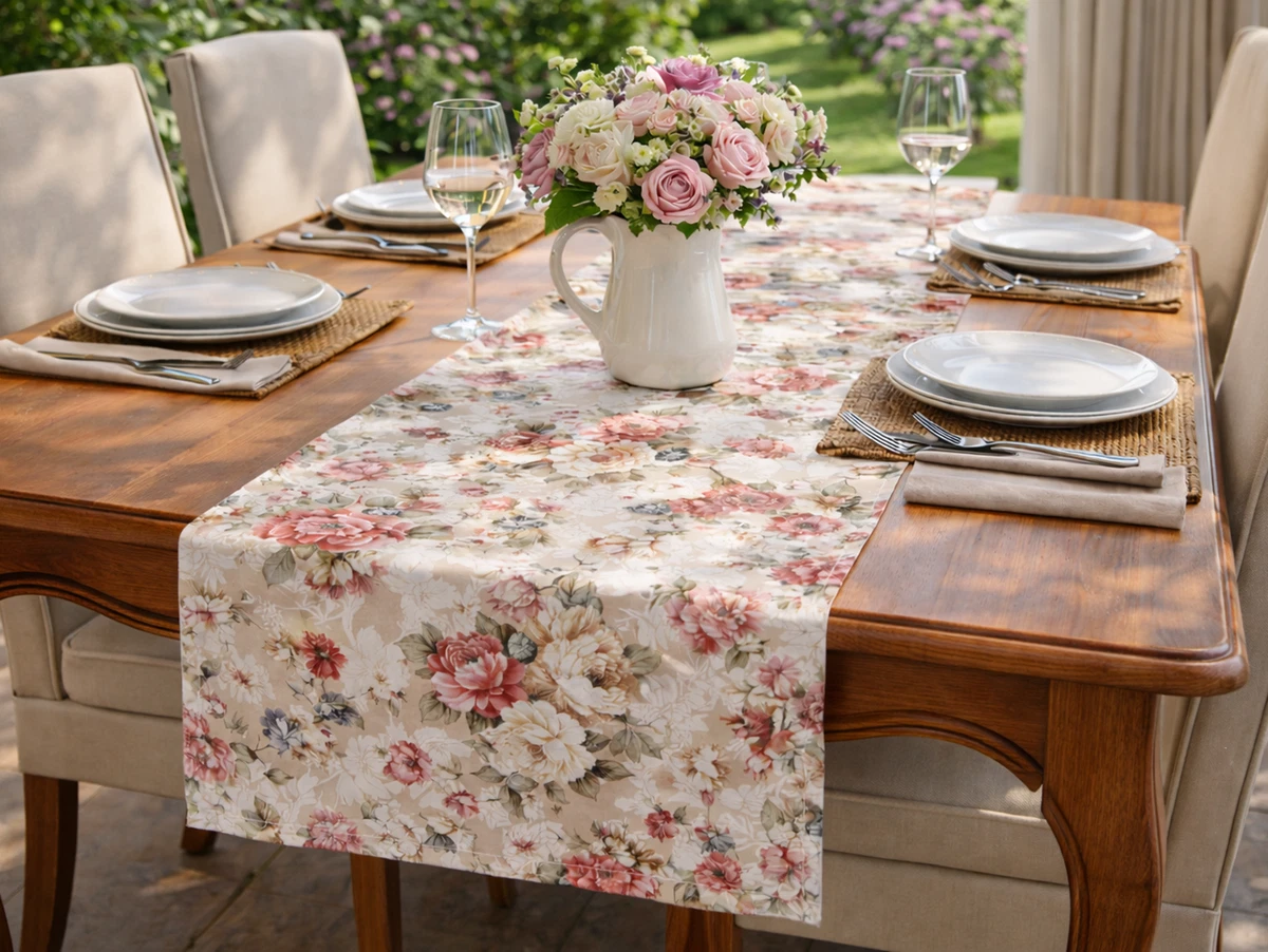 Letjolt Baumwoll-Tischläufer Im Shabby-Chic-Stil – Mit Rüschen, 30,5 X 274,4 Cm, Weiß –