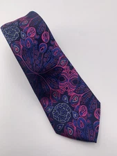 Barry Wang Paisley/floral Purple And Pink Tie
