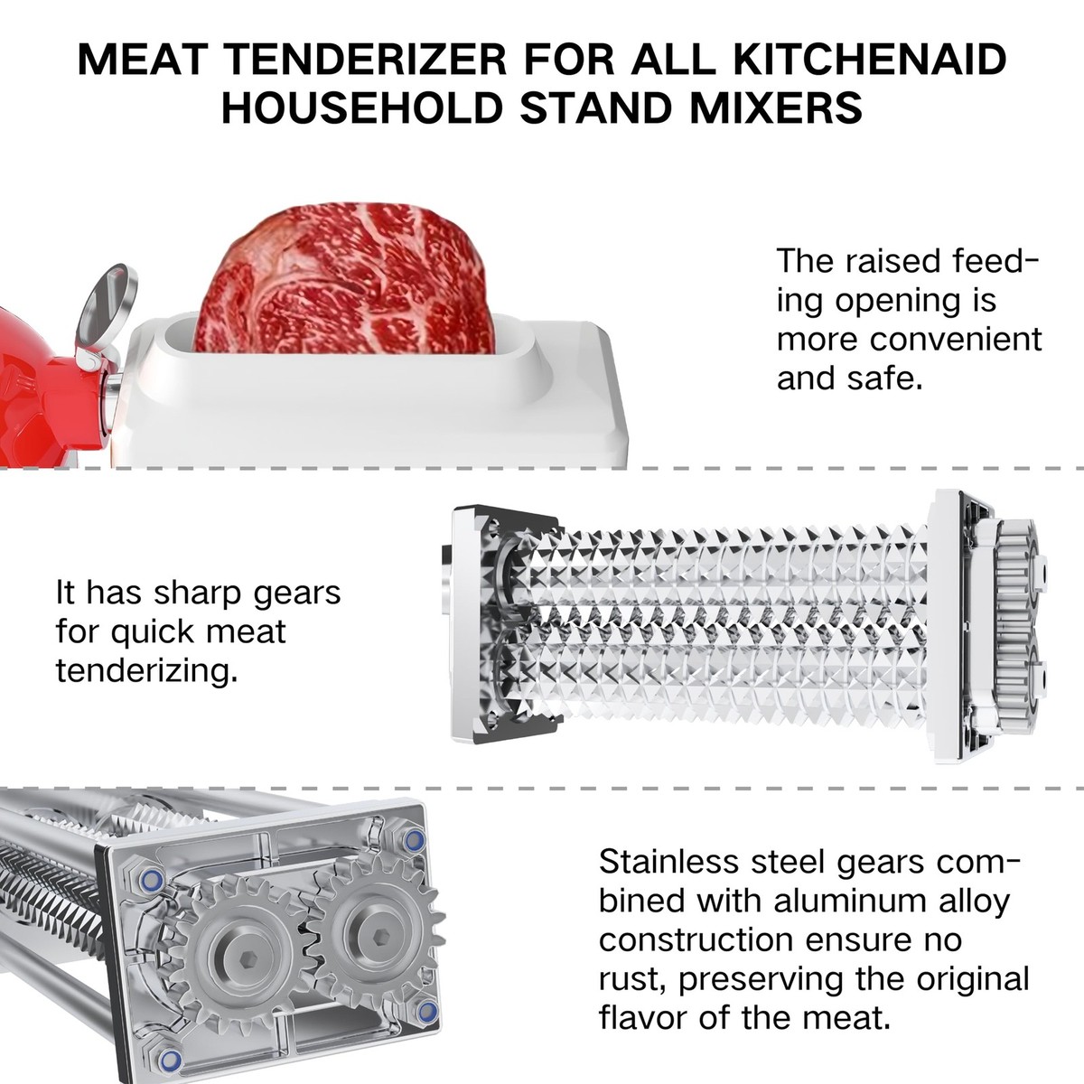 Meat Tenderizer Attachment For KitchenAid & Cuisinart Stand Mixers – Stainless Steel Tool - View #10