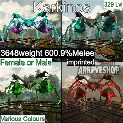 ASA PVE  ARK Survival Ascended Karkinos 3648Weight 600melee imprinted